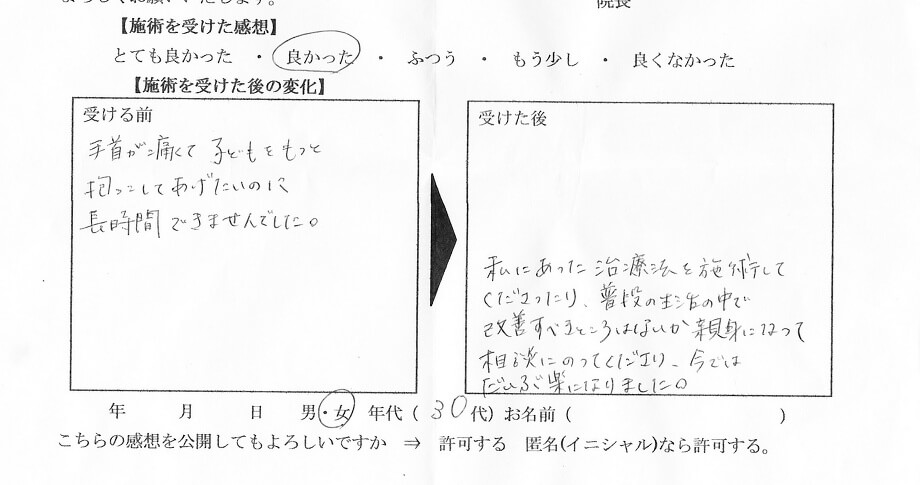 腱鞘炎お声